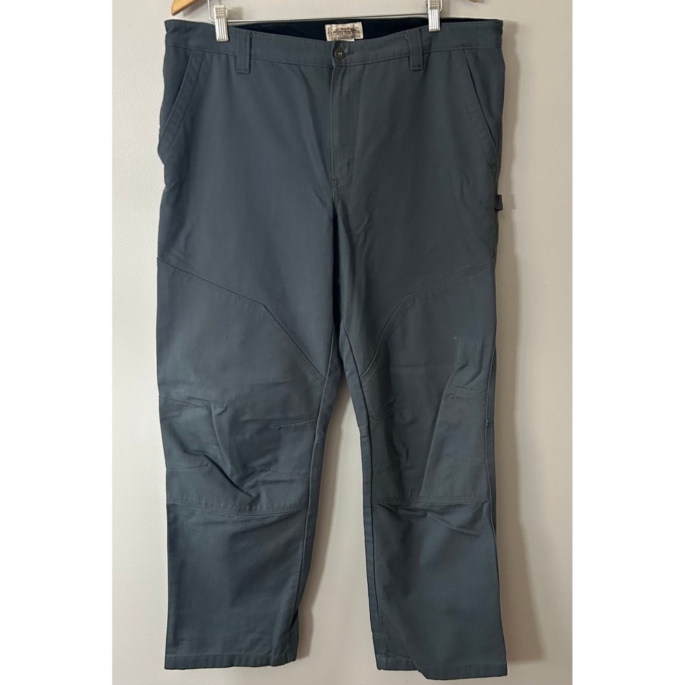 LL Bean Pants Mens 40x32 Gray Katahdin Iron Works Canvas Double Knee Nor'easter